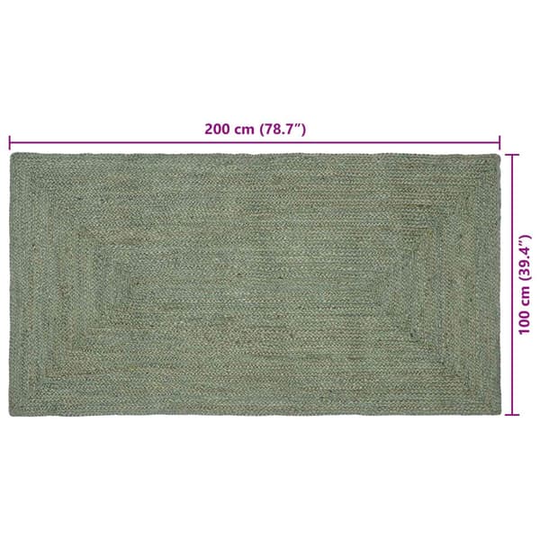 Områdesmattor Rektangulär Olivgrön 100 x 200 cm Jute
