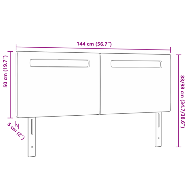 LED huvuddyna Vit 144 cm Konstläder