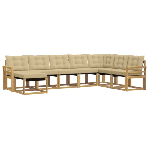 Utomhussoffset med kudde 8 pcs Vit och Beige