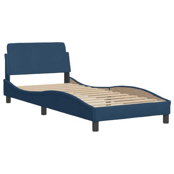 Bed Frame with Headboard "Dover" Blue 90x190 cm Fabric