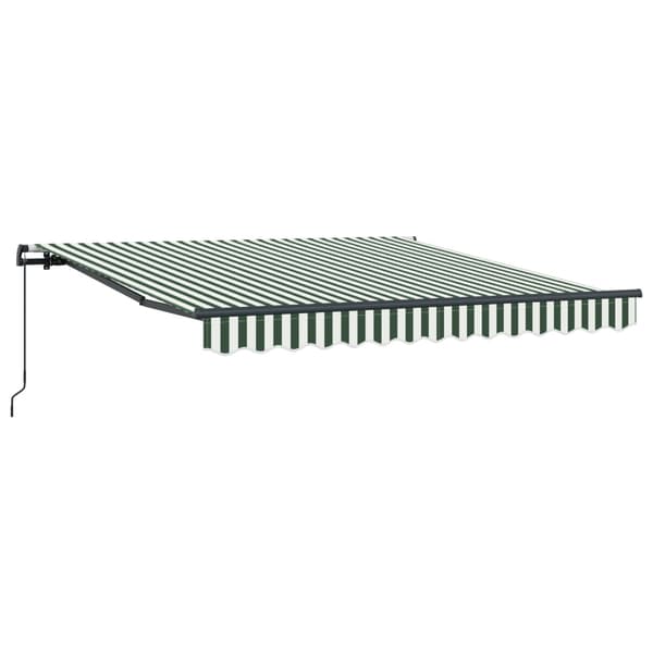 Utfällbar markis Grön och Vit 350 x 250 cm Polyester och Stål