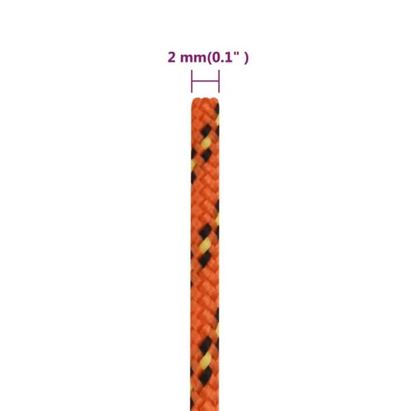 Båtlina orange 2 mm 50 m polypropen