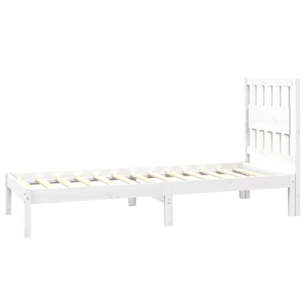 Sängram vit massivt trä 75x190 cm