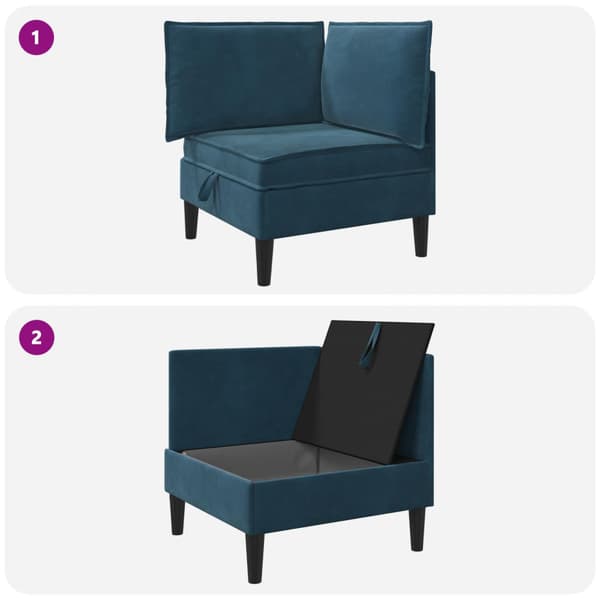 Soffa med förvaring Blå Sammet