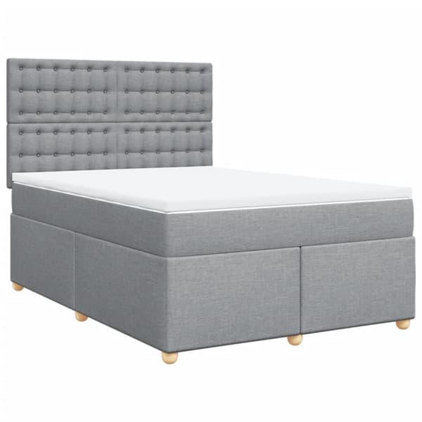Ramsäng med madrass ljusgrå 140x190 cm tyg
