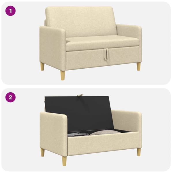 Soffa med förvaring Gräddvit 122 x 78 x 87 cm Polyester