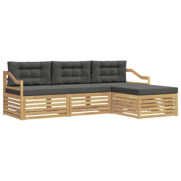 Utomhussoffset med kudde 4 pcs Vit och antracit Polyester