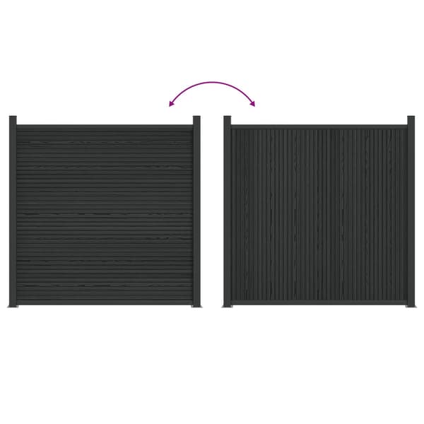 Stängselpanel WPC och aluminium Svart
