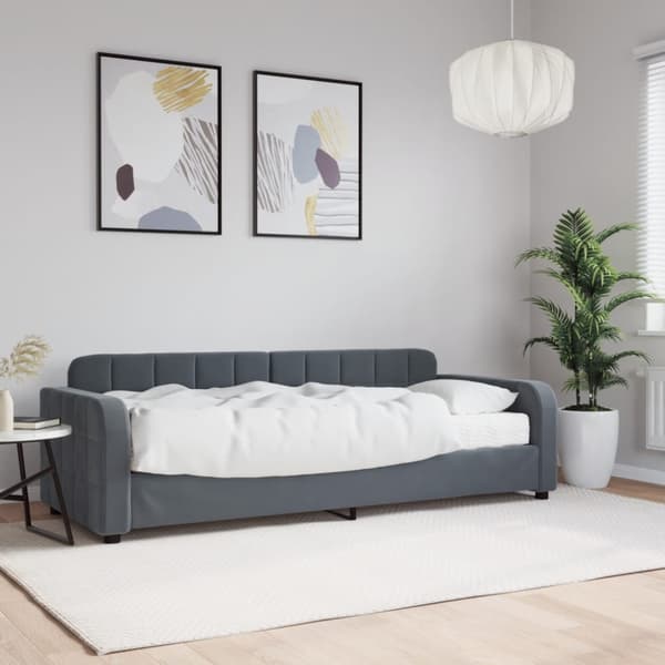 Dagbädd med madrass mörkgrå 80x200 cm sammet