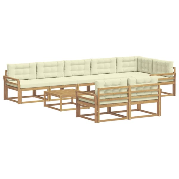 Utomhussoffset 9 pcs Vit och grädde 79 x 79 x 37 cm Polyester