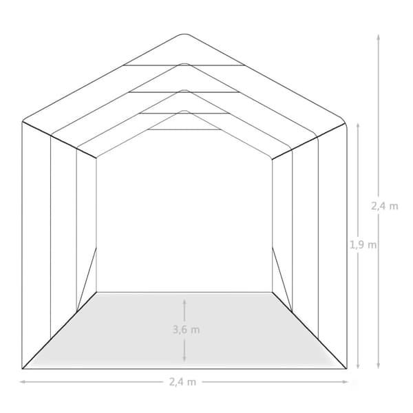 Garagetält PVC 2,4x3,6 m grön