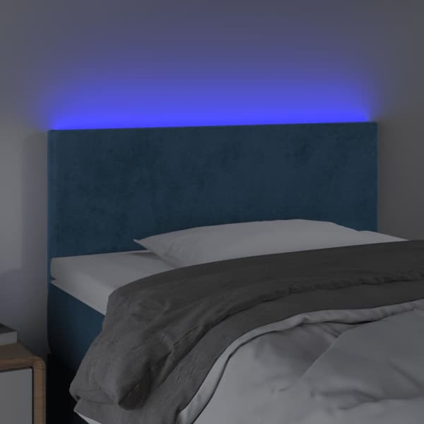 Sänggavel LED blå 100 x 5 x 78/88 cm sammet
