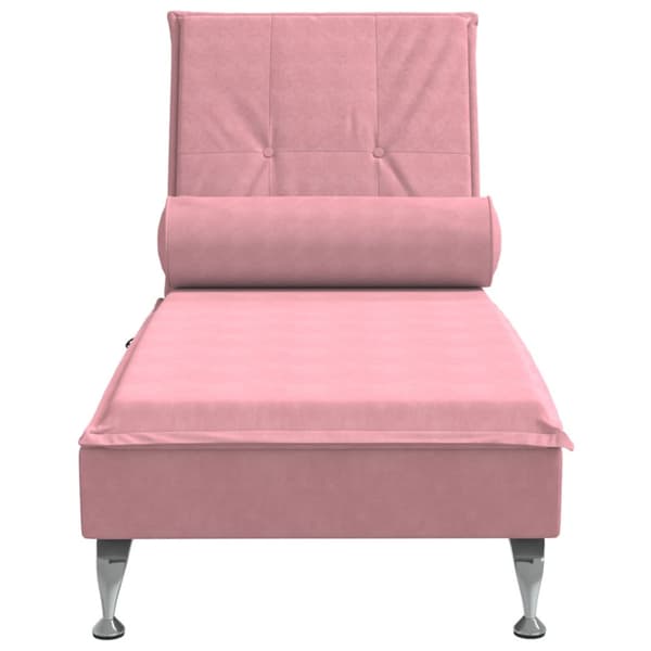Massageschäslong med bolster rosa sammet