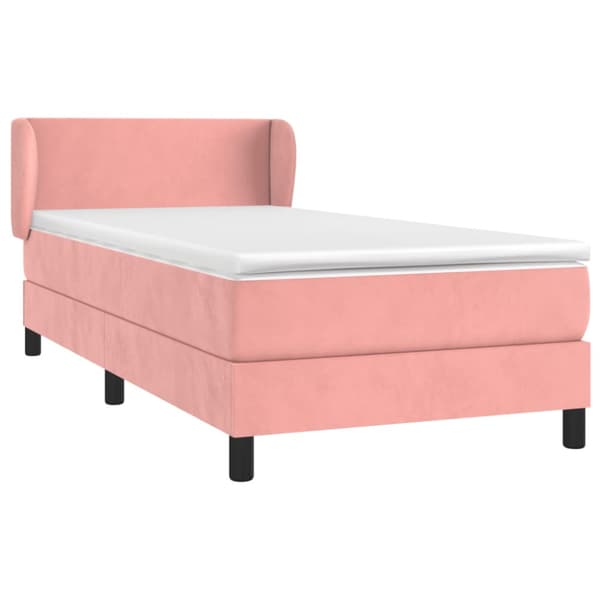 Ramsäng med madrass rosa 90x200 cm sammet