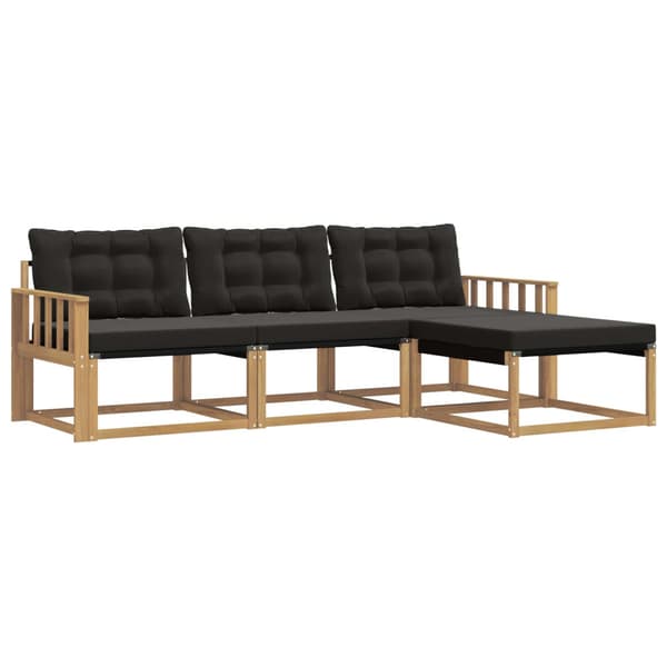 Utomhussoffset med kudde 4 pcs Vit och svart