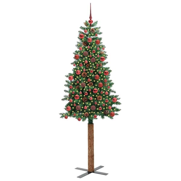 Smal julgran Grön 180 cm PVC och solid furu