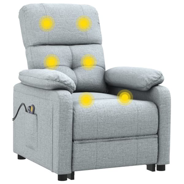 Elektrisk massagefåtölj ljusgrå tyg