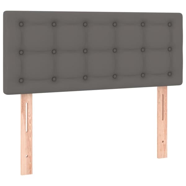 Ramsäng med madrass grå 100x200 cm konstläder