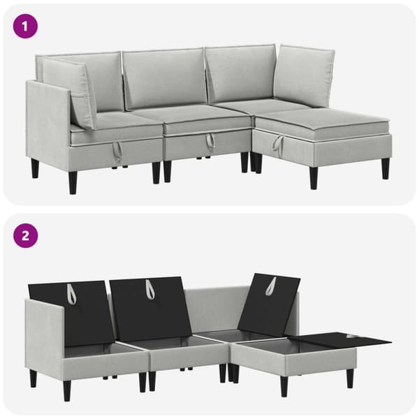 Möbelset för vardagsrummet 4 pcs Ljusgrå Tyg