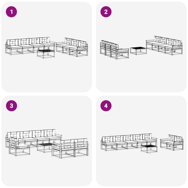 Utomhussoffset med kudde 7 pcs Vit och Beige