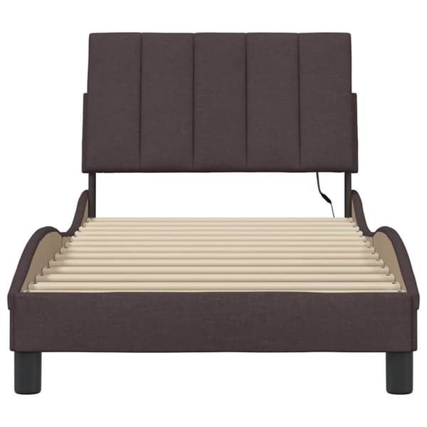 Bed Frame without Mattress "Hanko" Dark Brown 90x200cm Fabric