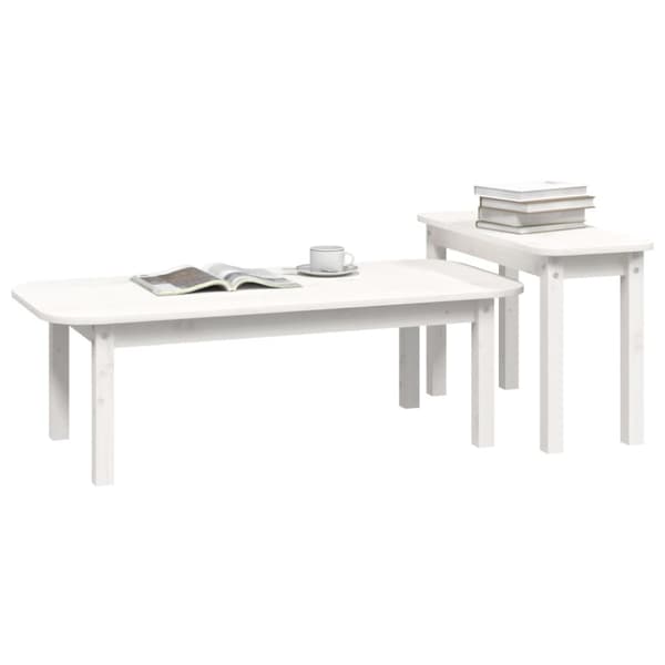 Satsbord 2 st vit massiv furu
