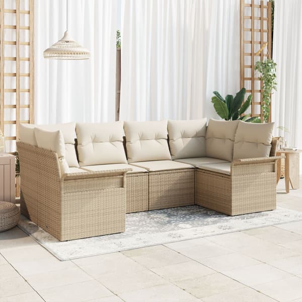Trädgårdsoffset 6 st Beige konstrotting