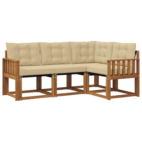 Utomhussoffset med kudde 4 pcs Naturlig och Beige