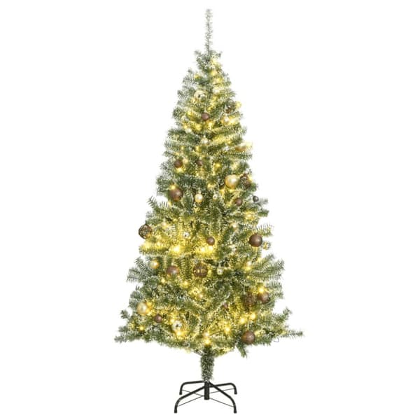 Plastgran 300 LEDs&kulor&snö 240 cm