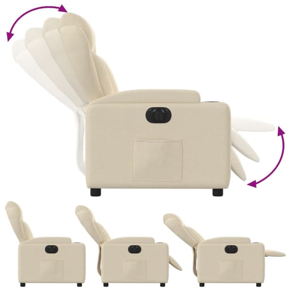 Elektrisk reclinerfåtölj gräddvit tyg
