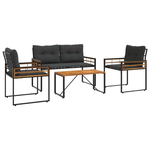 Utemöbelset med kudde 4 pcs Dim grå