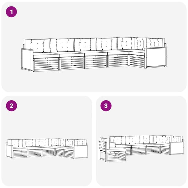 Utomhussoffset med kudde 6 pcs Naturlig och Grädde