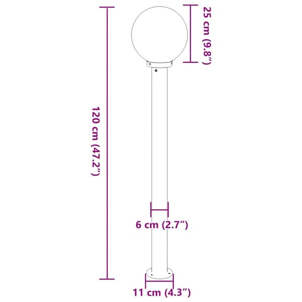 Pollare 120 cm rostfritt stål IP44