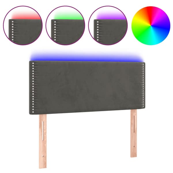 Sänggavel LED mörkgrå 90x5x78/88 cm sammet