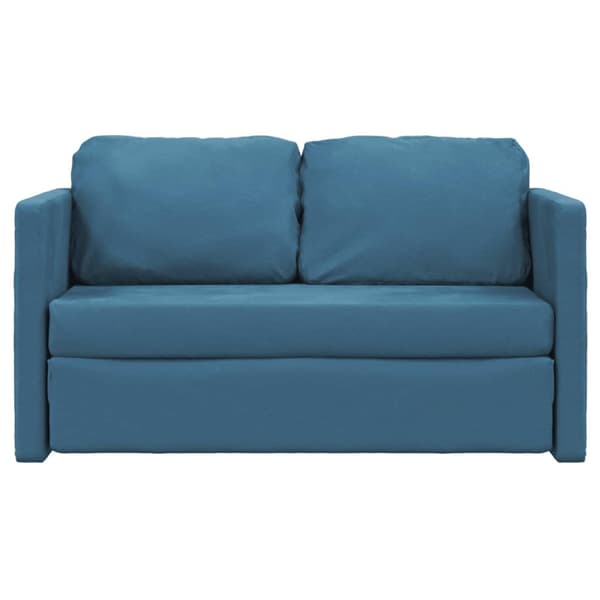 Golvbäddsoffa 2-i-1 blå 122x204x55 cm sammet