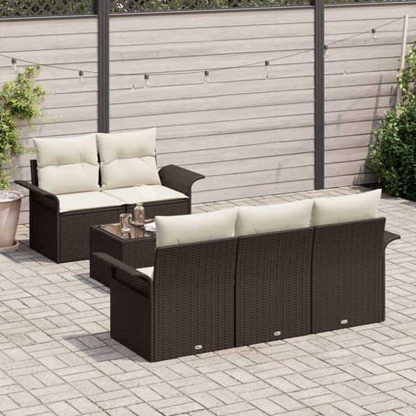 Soffset med kudde 6 pcs Brun konstrotting
