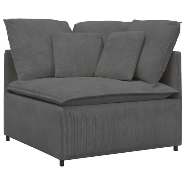 Modulsoffa med dynor manchestertyg mörkgrå