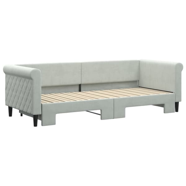 Dagbädd utdragbar ljusgrå 80x200 cm sammet