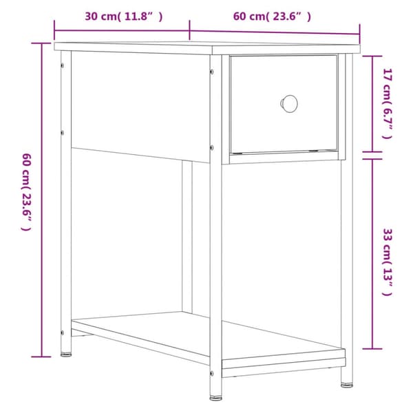 Sängbord brun ek 30x60x60 cm konstruerat trä