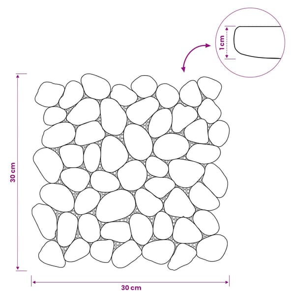 Pebble Tiles Vit 30 x 30 cm Flodsten