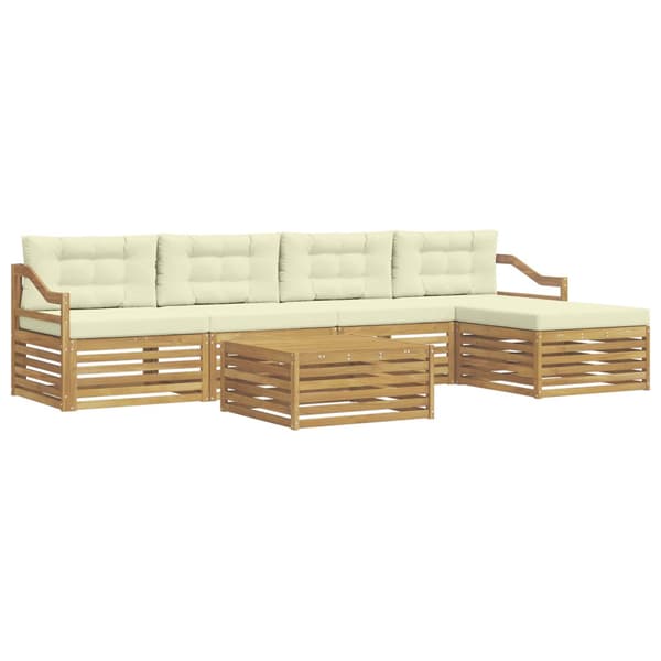 Utomhussoffset 6 pcs Vit och grädde 79 x 79 x 37 cm Polyester