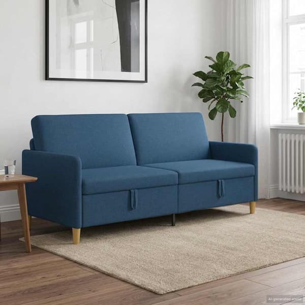 Soffa med förvaring Blå 192 x 78 x 87 cm Polyester