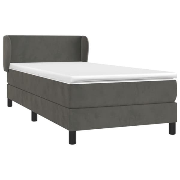Ramsäng med madrass mörkgrå 90x190 cm sammet