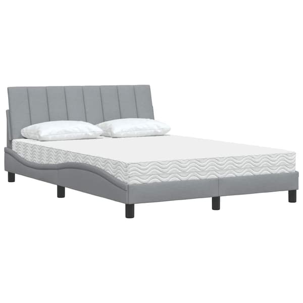 Bed with Mattress "Hanko" Light Grey 140x200 cm Fabric