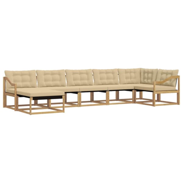 Utomhussoffset med kudde 7 pcs Vit och Beige