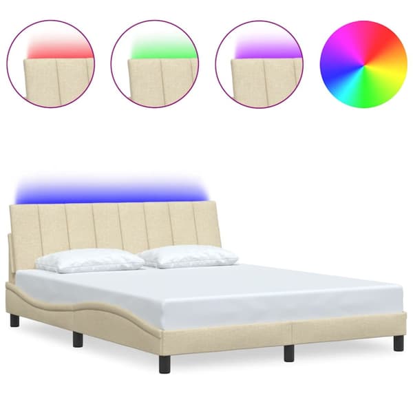 Bed Frame without Mattress "Hanko" Cream 160x200cm Fabric