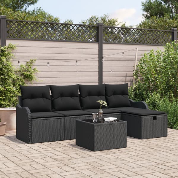 Trädgårdsoffset 6 st Poly rattan