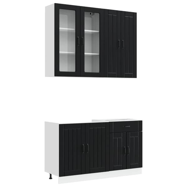 Köksenhet LUCCA 4 pcs Svart Konstruerat trä