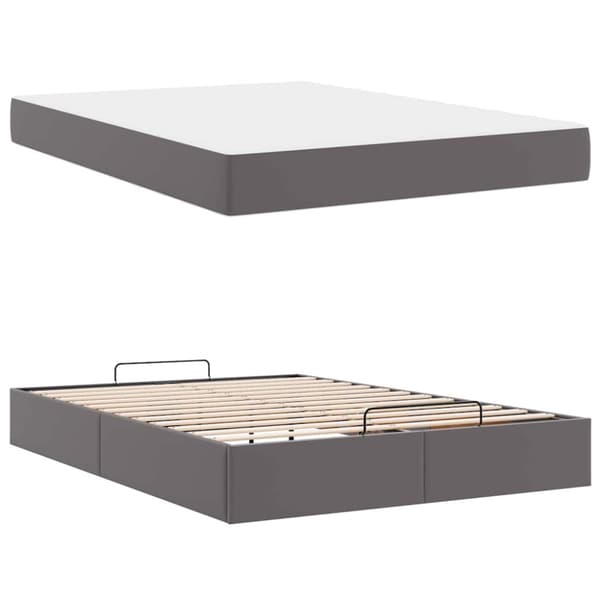 Sängram med madrass Övrigt 2 pcs Grå PVC