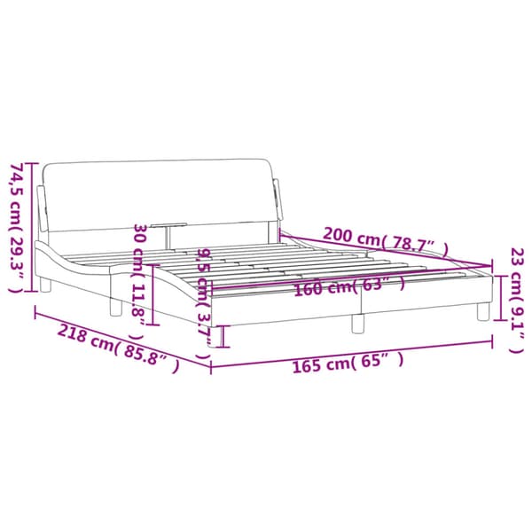 Bed Frame "Dover" Dark Grey 160x200 cm Fabric